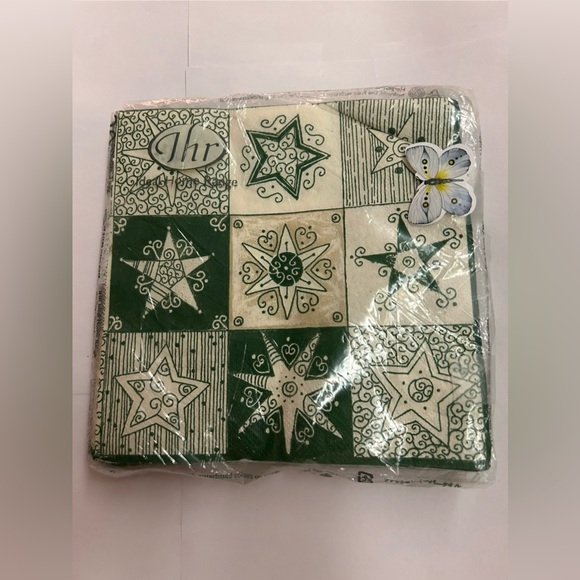 New 20 "Country Stars" Napkins Cream Green made in Germany 3 Ply 6 1/2" - Picture 2 of 10